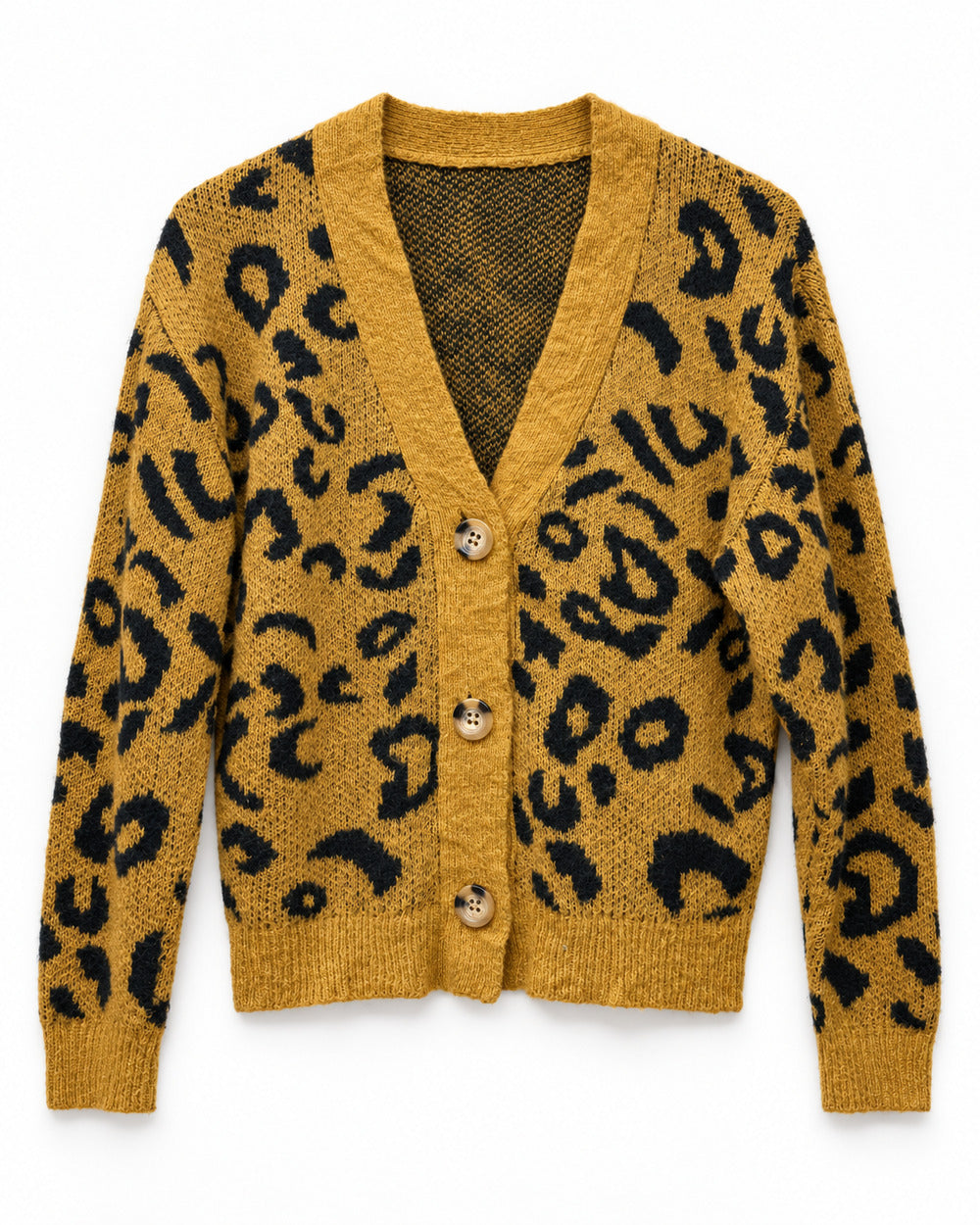 Chocolate Brown & Mustard women's preloved heavy button cardigan, VW-HBC196