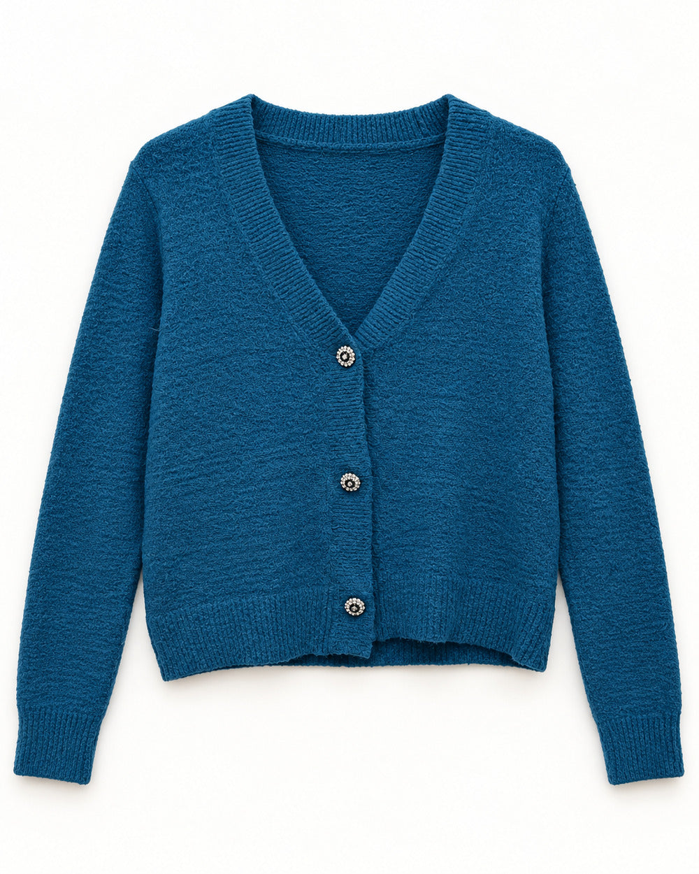 Blue women's preloved heavy button cardigan, VW-HBC197