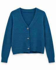 Blue women's preloved heavy button cardigan, VW-HBC197