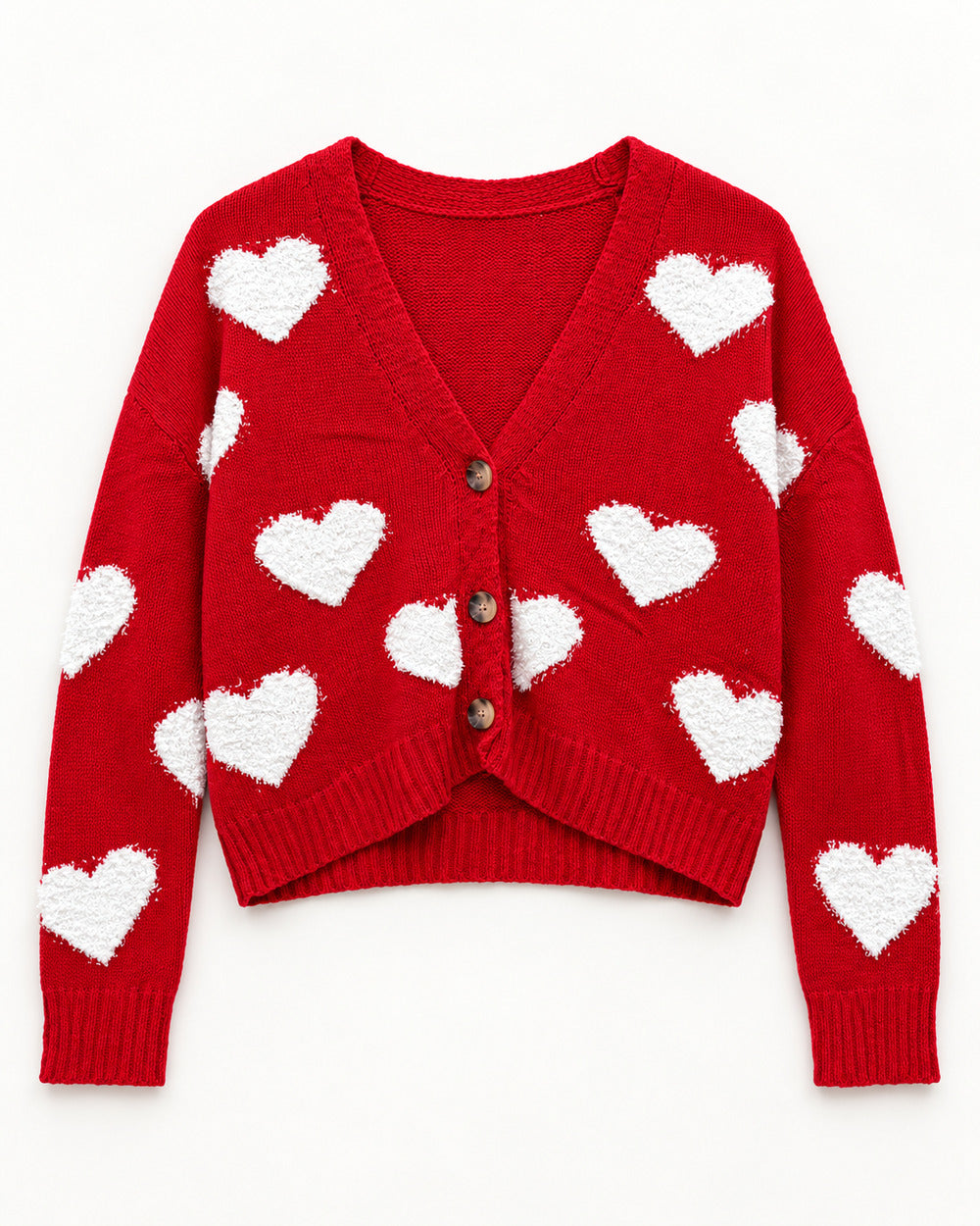 Red & Pink women's preloved heavy button cardigan, VW-HBC199