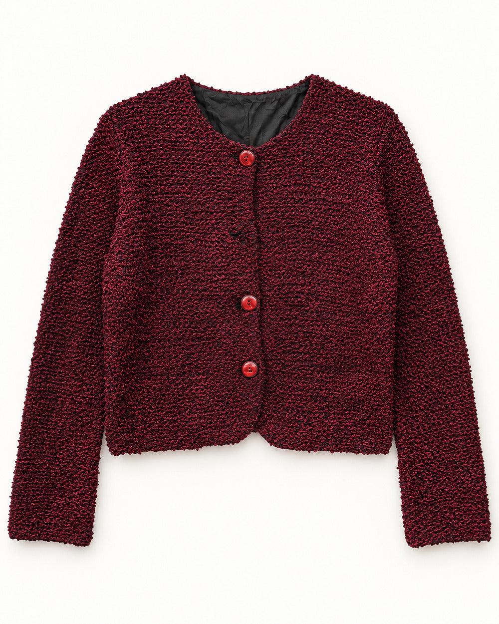Burgundy women's preloved heavy button cardigan, VW-HBC201