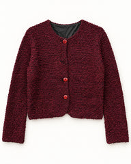 Burgundy women's preloved heavy button cardigan, VW-HBC201