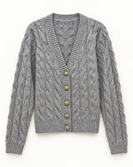 Black & Blush Pink women's preloved heavy button cardigan, VW-HBC210