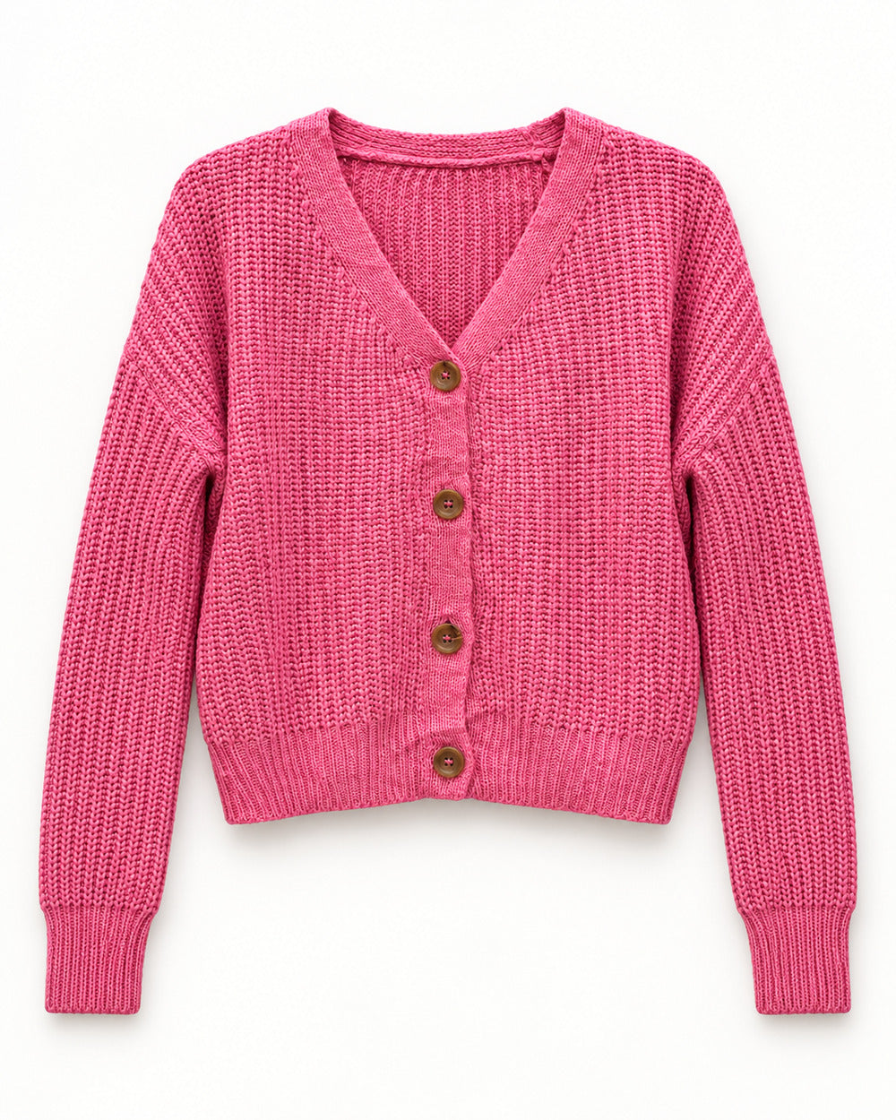 Hot Pink & Pink women's preloved heavy button cardigan, VW-HBC211