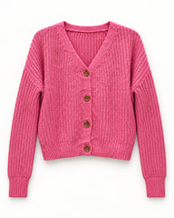 Hot Pink & Pink women's preloved heavy button cardigan, VW-HBC211