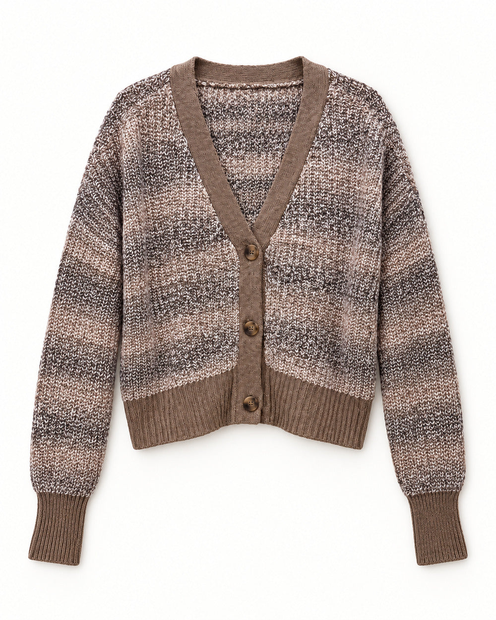 Taupe women's preloved heavy button cardigan, VW-HBC213