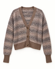 Taupe women's preloved heavy button cardigan, VW-HBC213