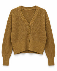 Camel & Rust women's preloved heavy button cardigan, VW-HBC214