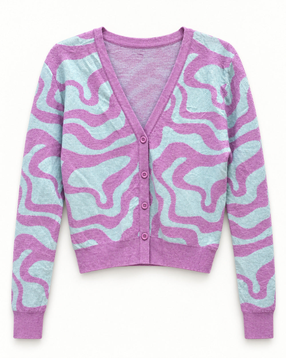 Light Grey & Lilac women's preloved heavy button cardigan, VW-HBC217
