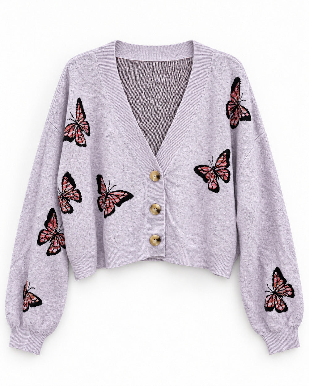 Blush Pink & Lilac women's preloved heavy button cardigan, VW-HBC219