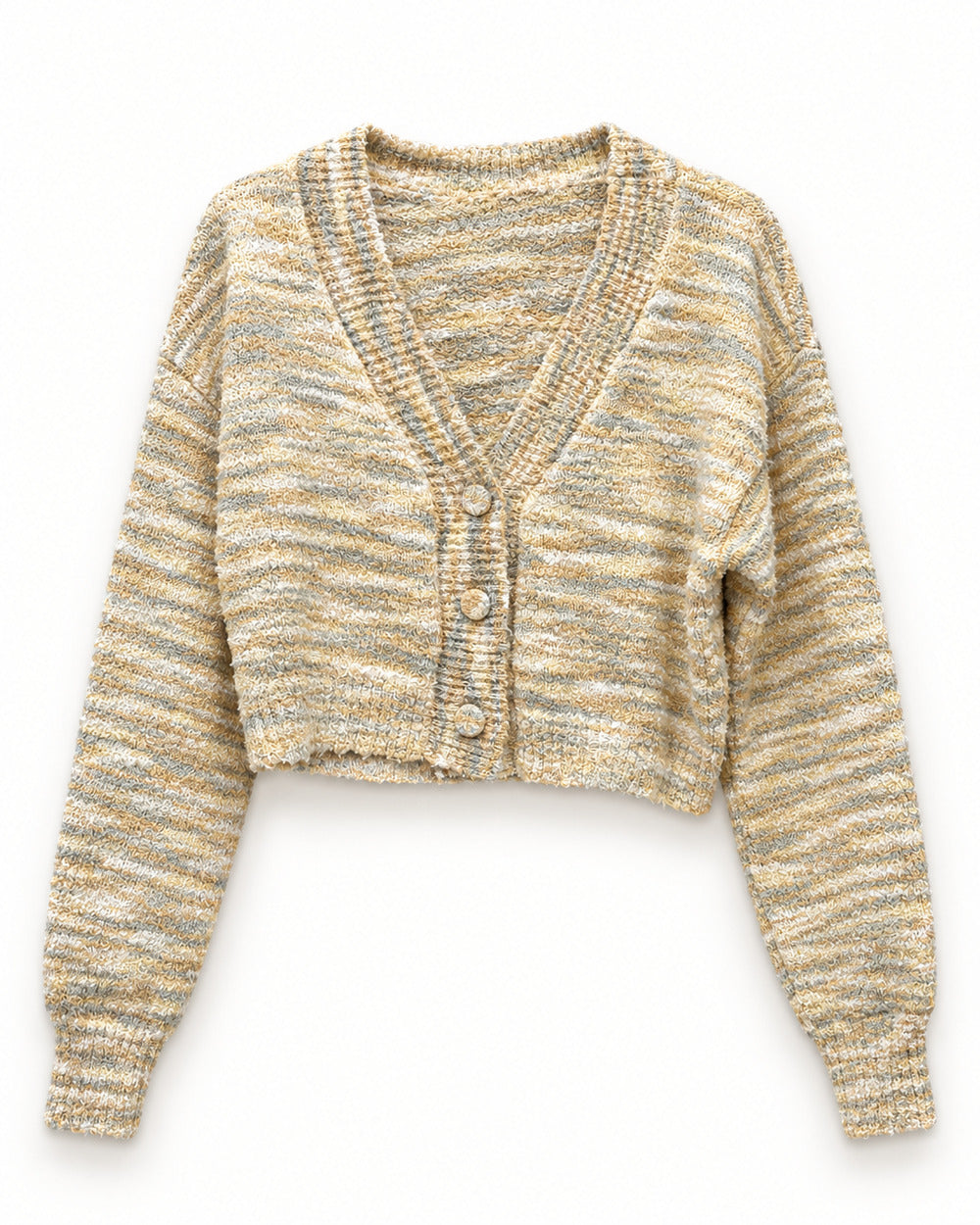 Beige women's preloved heavy button cardigan, VW-HBC220