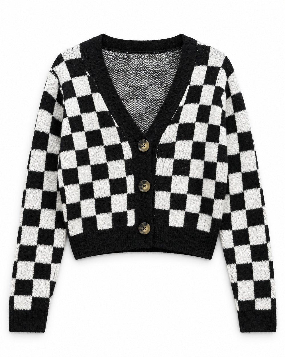 Charcoal Grey & Black women's preloved heavy button cardigan, VW-HBC222