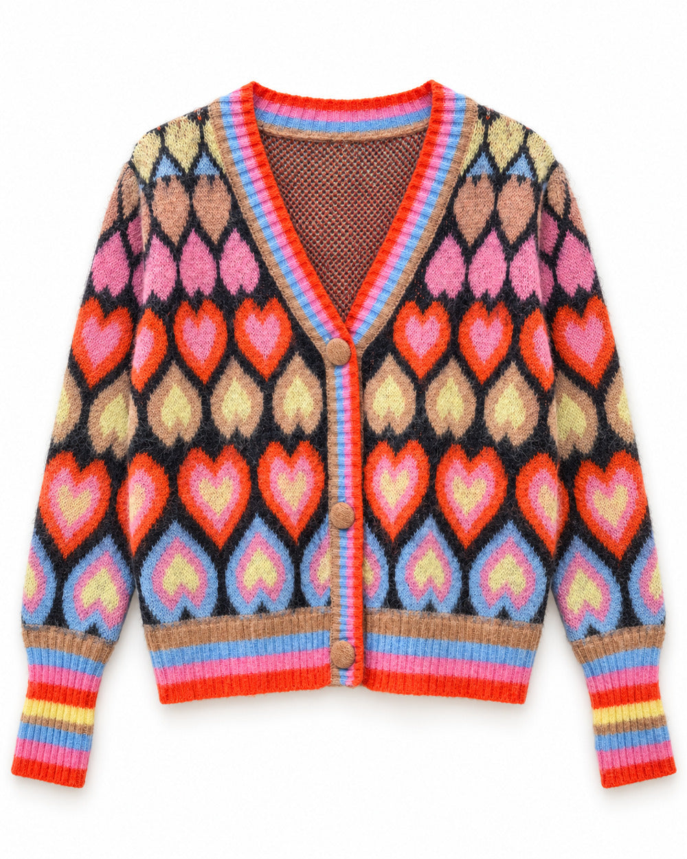 Black & Pink women's preloved heavy button cardigan, VW-HBC226