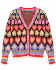 Black & Pink women's preloved heavy button cardigan, VW-HBC226