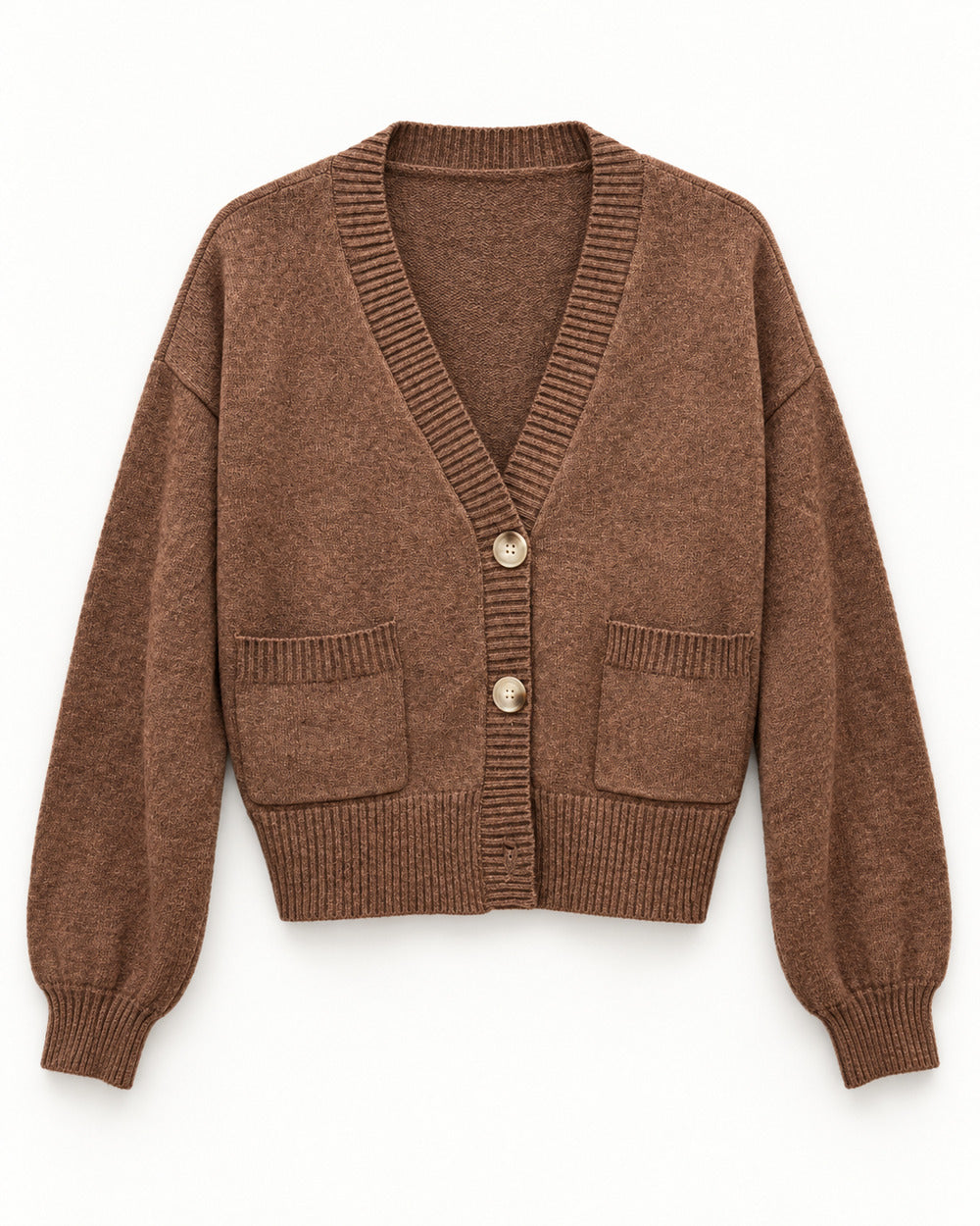 Brown & Taupe women's preloved heavy button cardigan, VW-HBC227