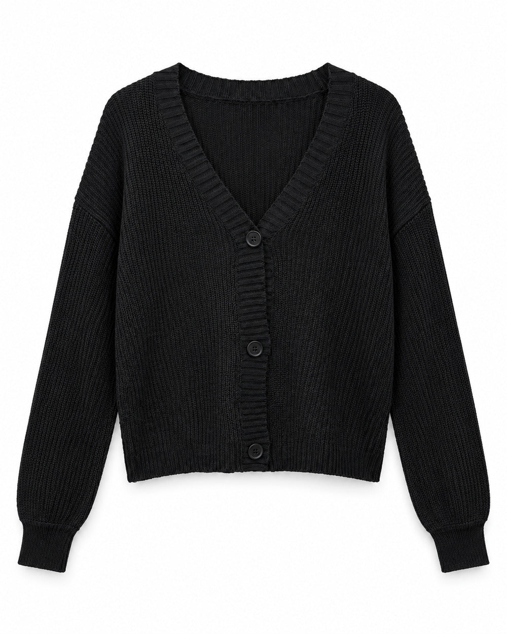 Charcoal Grey & Black women's preloved heavy button cardigan, VW-HBC228