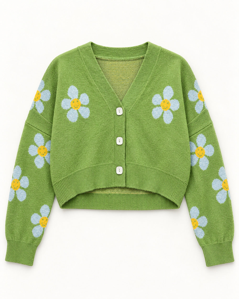 Olive & Mint Green women's preloved heavy button cardigan, VW-HBC23