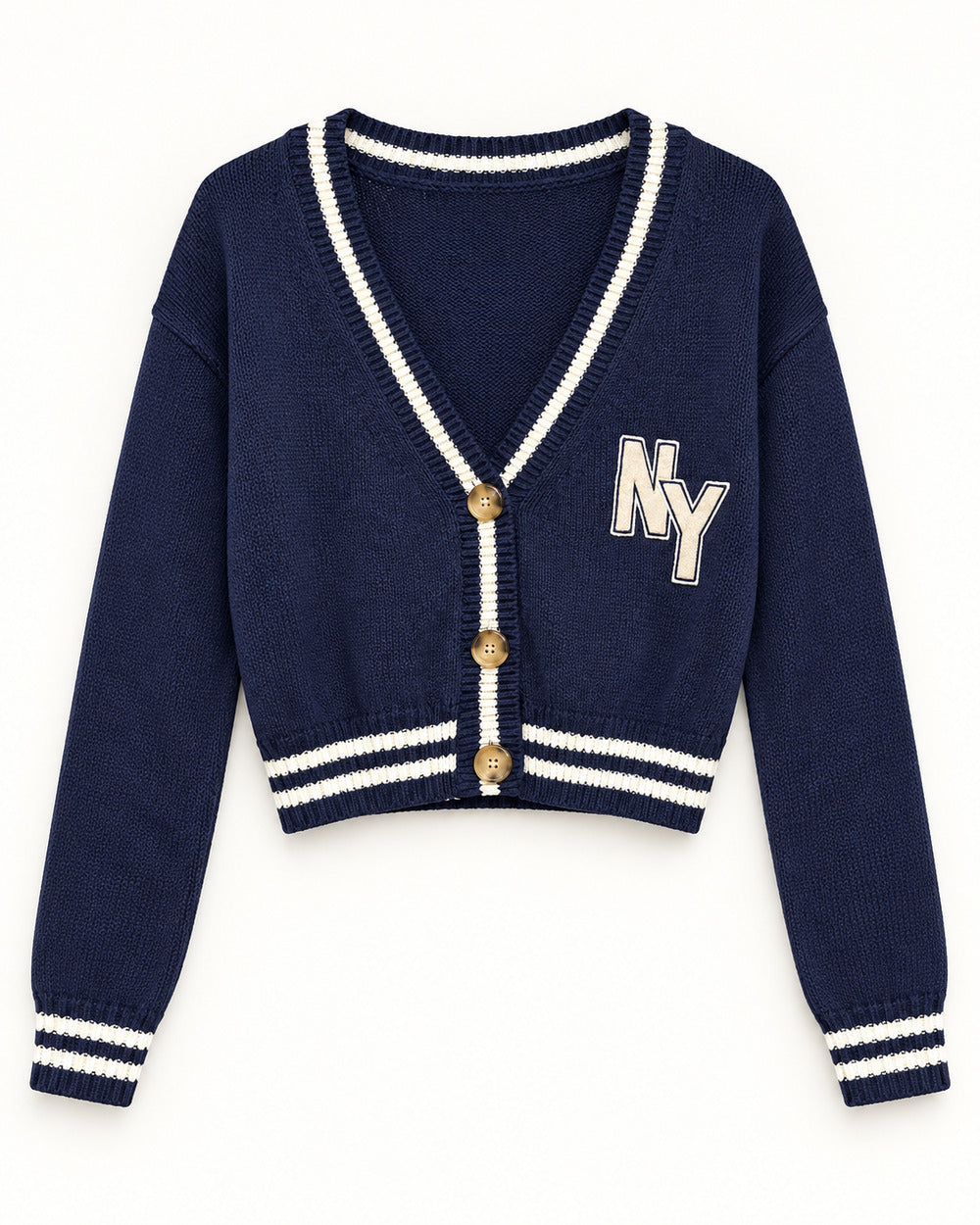 Navy & Lilac women's preloved heavy button cardigan, VW-HBC230