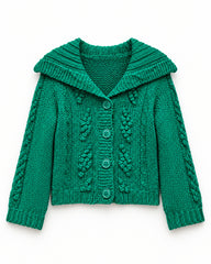 Teal women's preloved heavy button cardigan, VW-HBC231