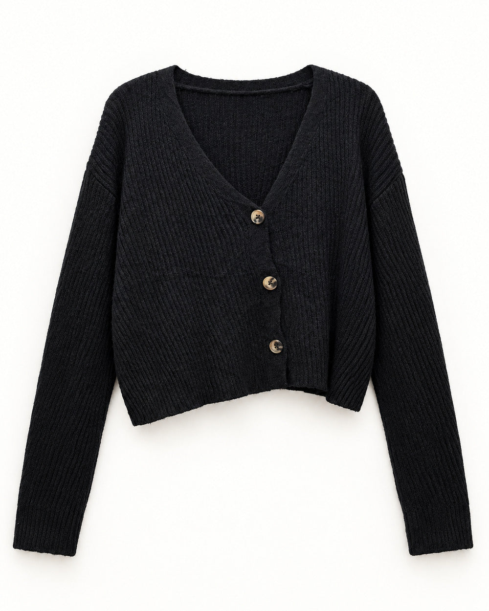 Charcoal Grey & Black women's preloved heavy button cardigan, VW-HBC232