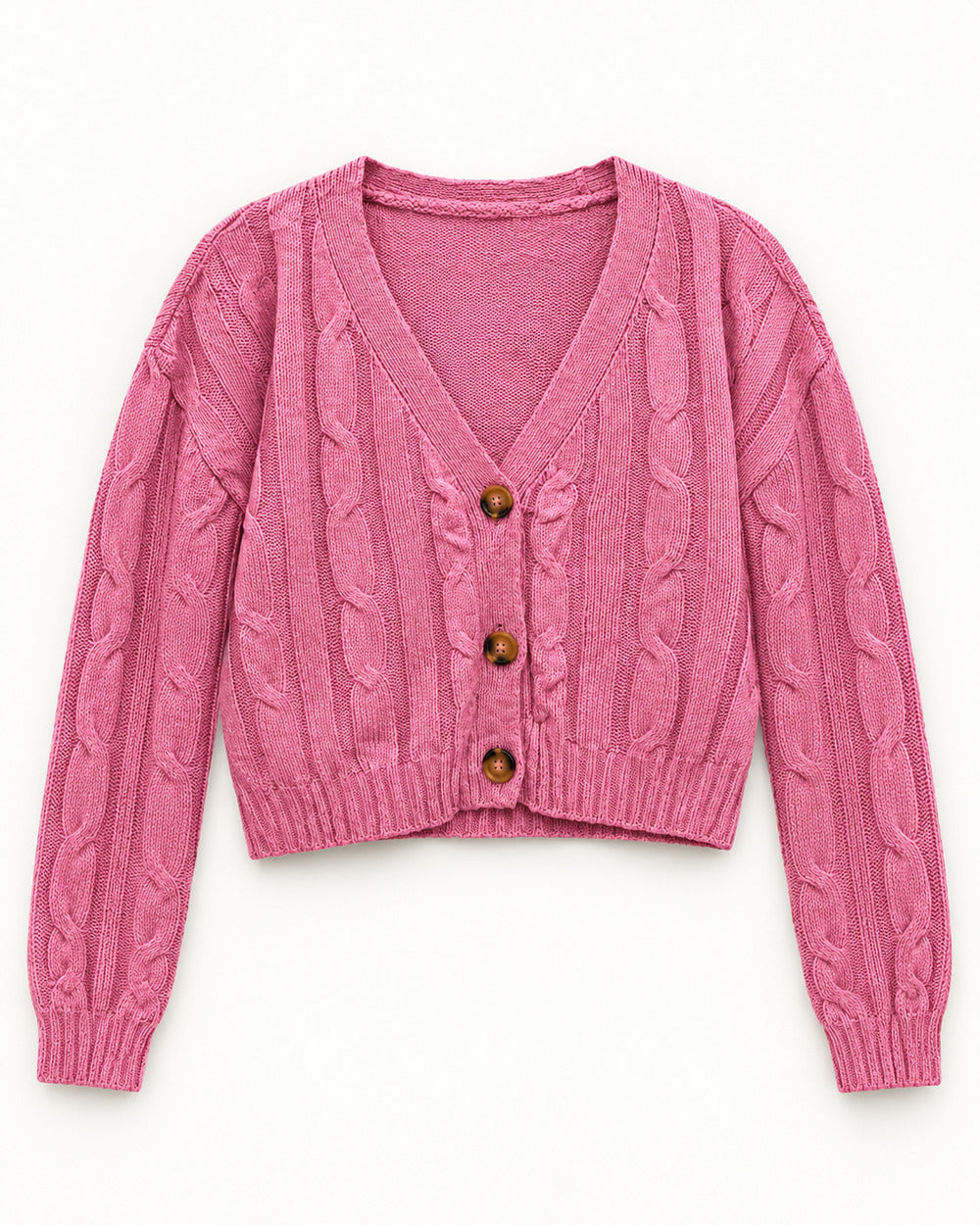 Pink & Blush Pink women's preloved heavy button cardigan, VW-HBC234