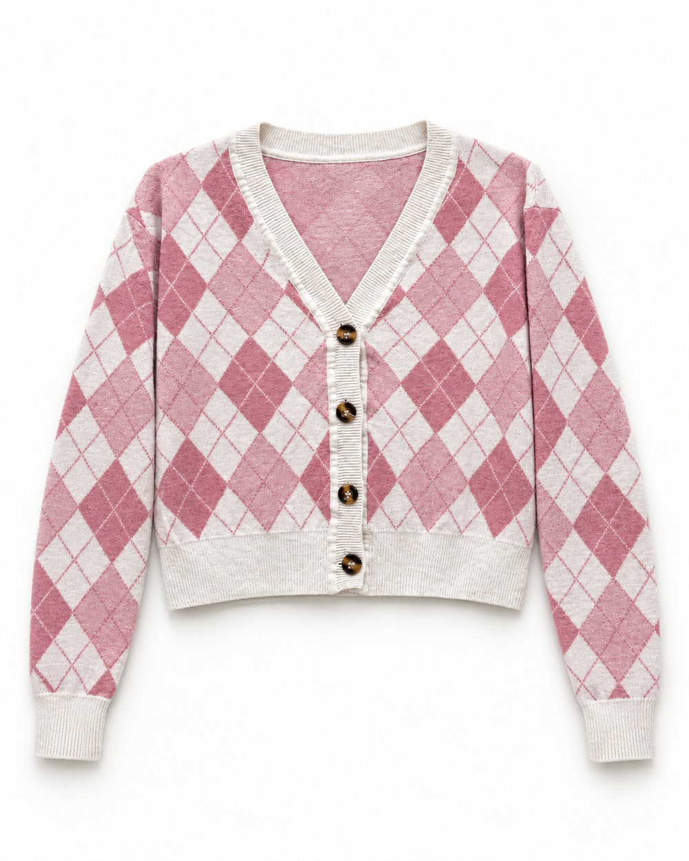 White & Blush Pink women's preloved heavy button cardigan, VW-HBC235