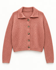 Coral & Blush Pink women's preloved heavy button cardigan, VW-HBC242