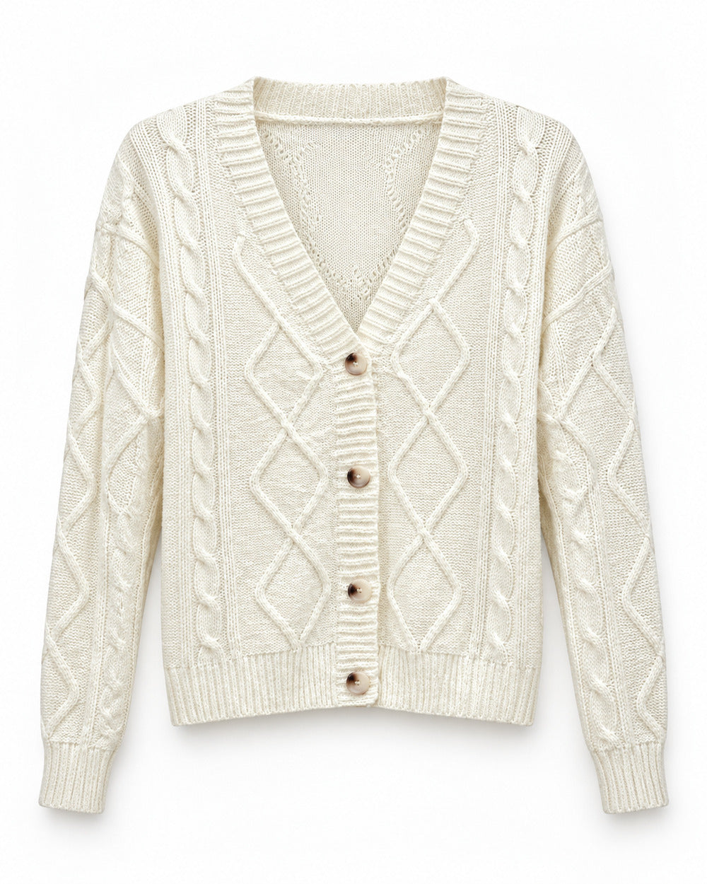 White women's preloved heavy button cardigan, VW-HBC243