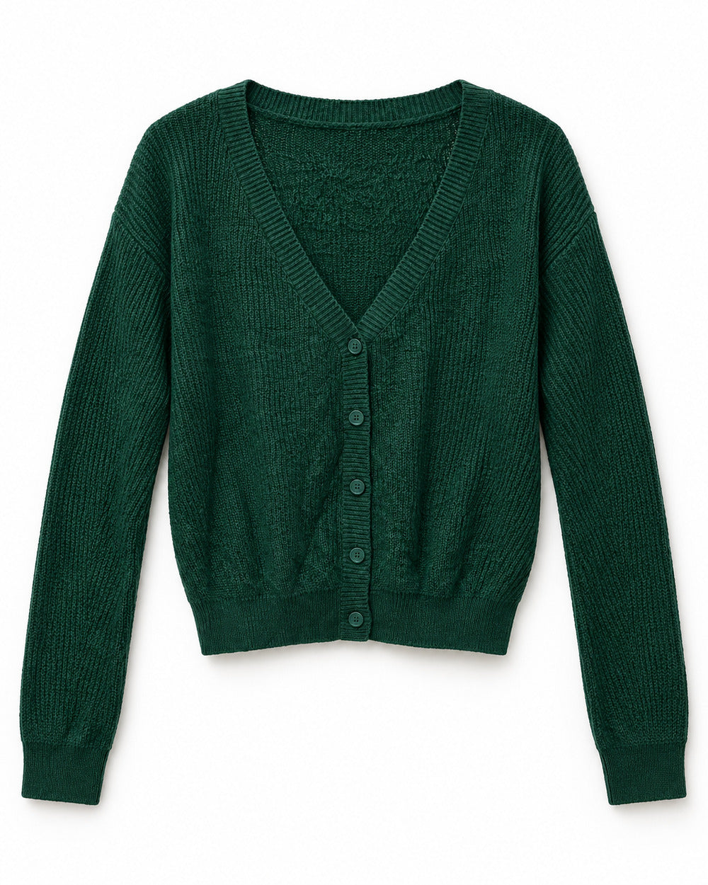 Forest Green women's preloved heavy button cardigan, VW-HBC248