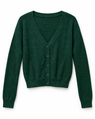 Forest Green women's preloved heavy button cardigan, VW-HBC248