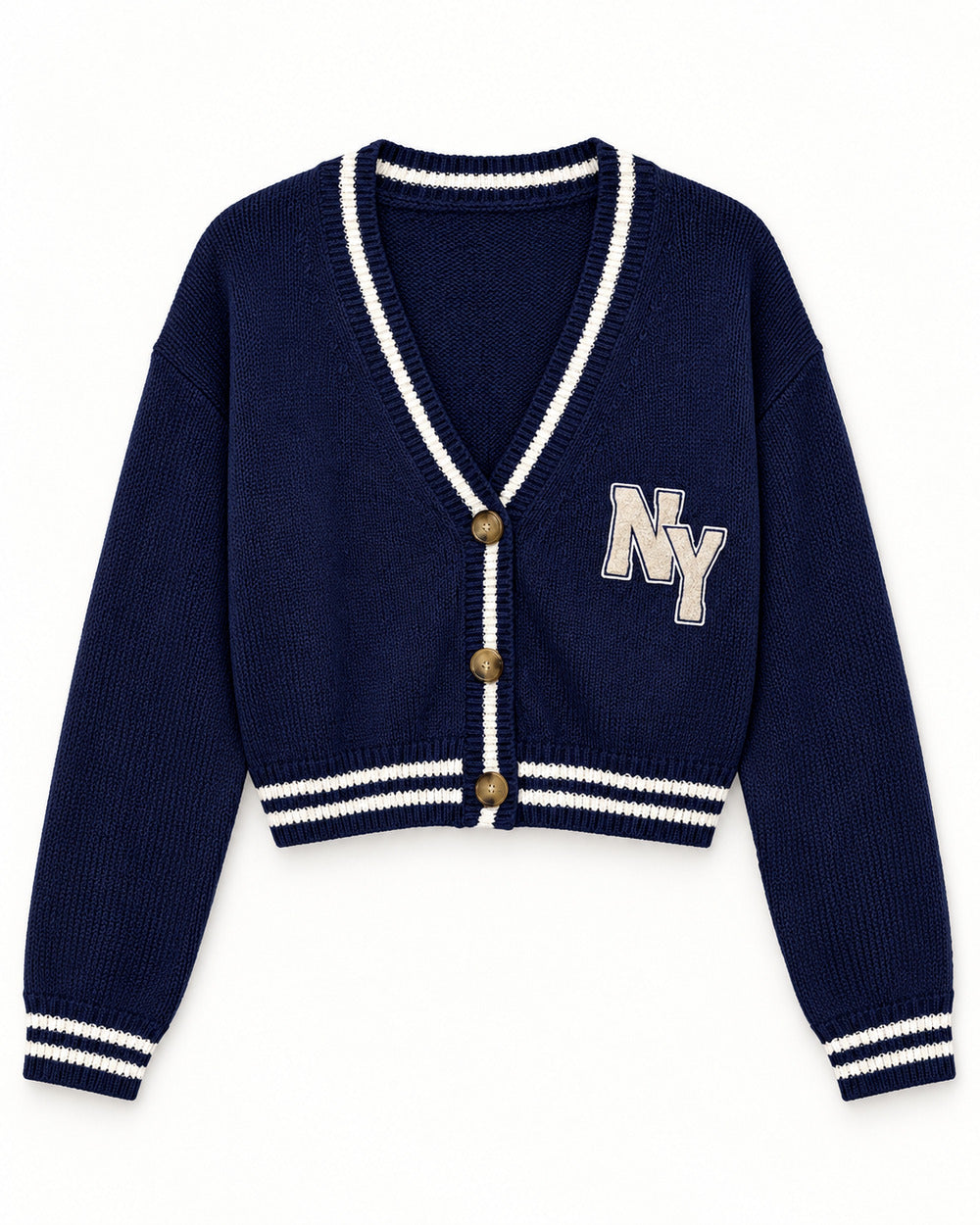 Navy & Grey women's preloved heavy button cardigan, VW-HBC251
