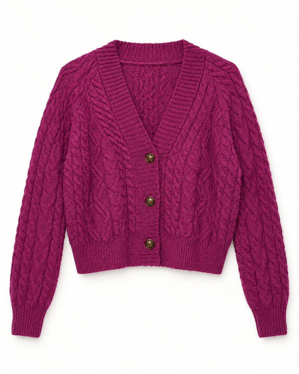 Burgundy women's preloved heavy button cardigan, VW-HBC255
