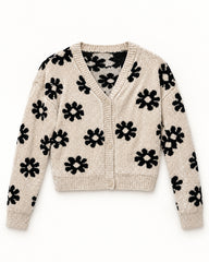 Black women's preloved heavy button cardigan, VW-HBC256