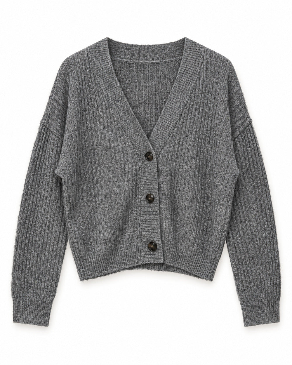 Grey & Charcoal Grey women's preloved heavy button cardigan, VW-HBC261