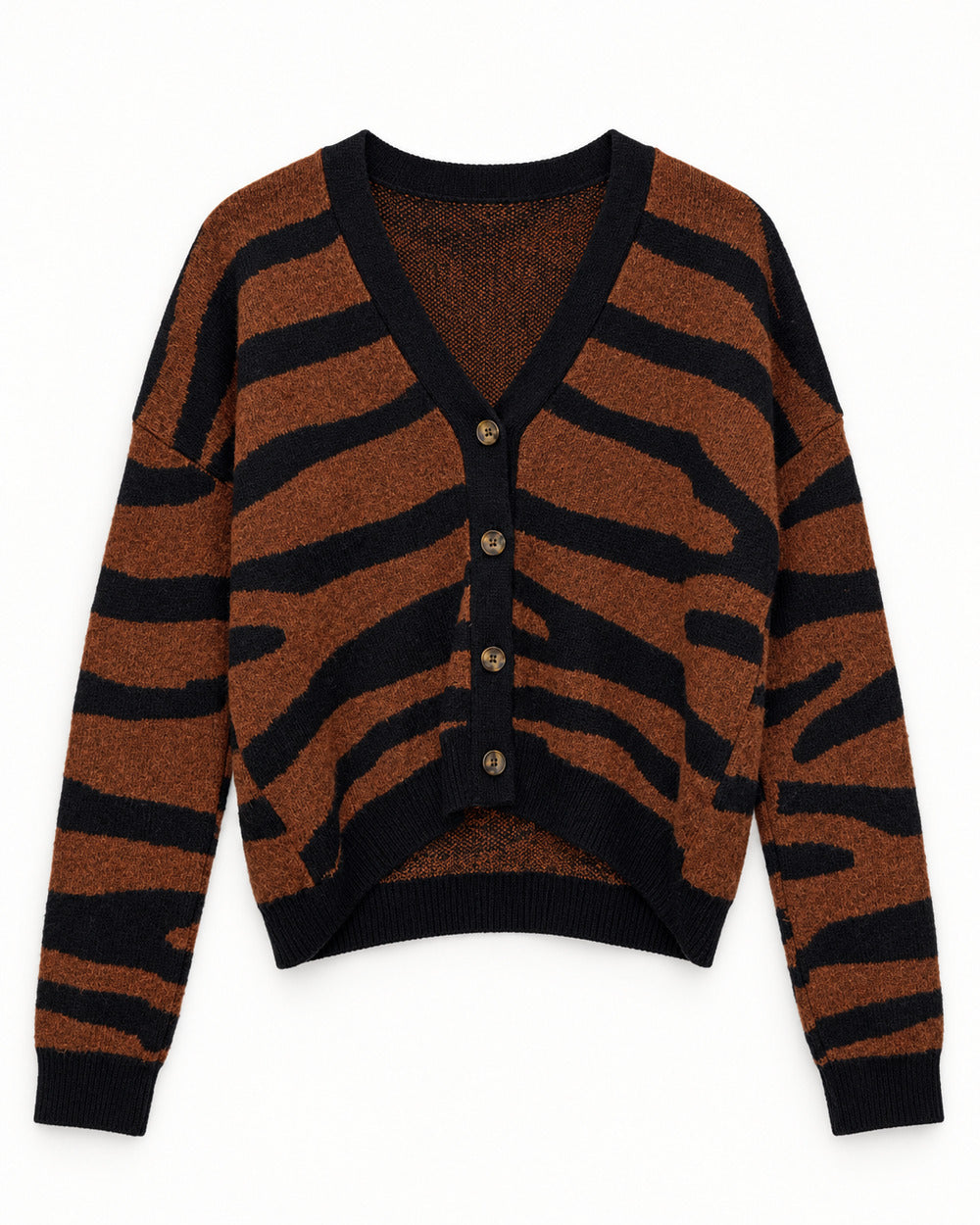 Charcoal Grey & Rust women's preloved heavy button cardigan, VW-HBC263
