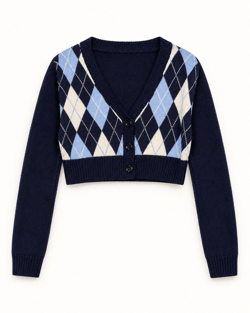 Navy & Grey women's preloved heavy button cardigan, VW-HBC264