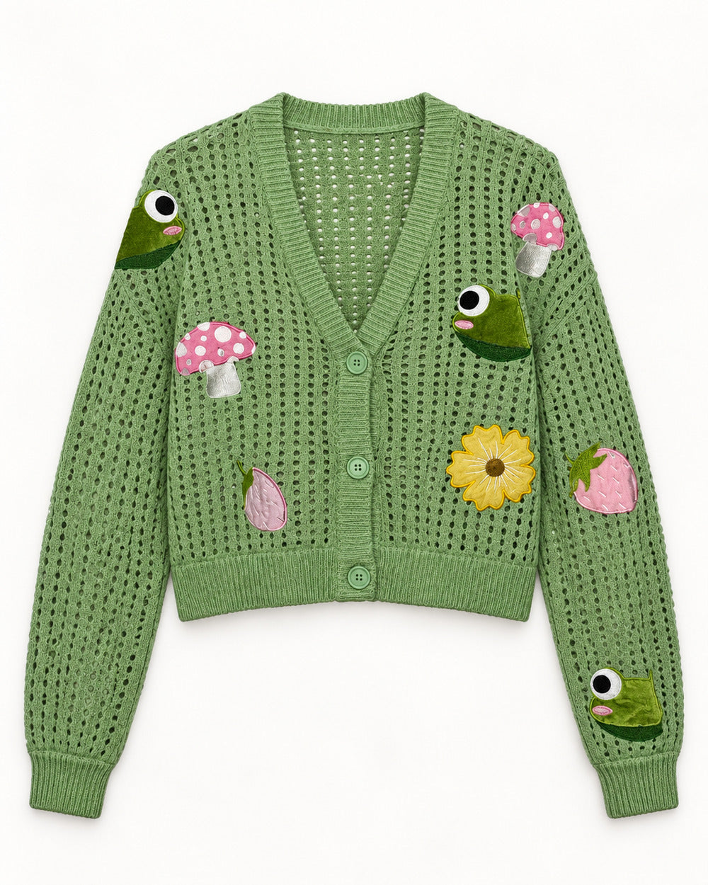 Olive women's preloved heavy button cardigan, VW-HBC266