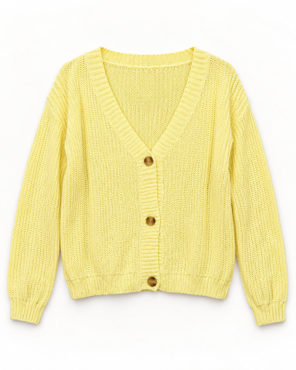 Beige women's preloved heavy button cardigan, VW-HBC267
