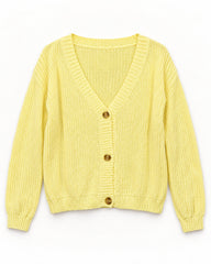 Beige women's preloved heavy button cardigan, VW-HBC267