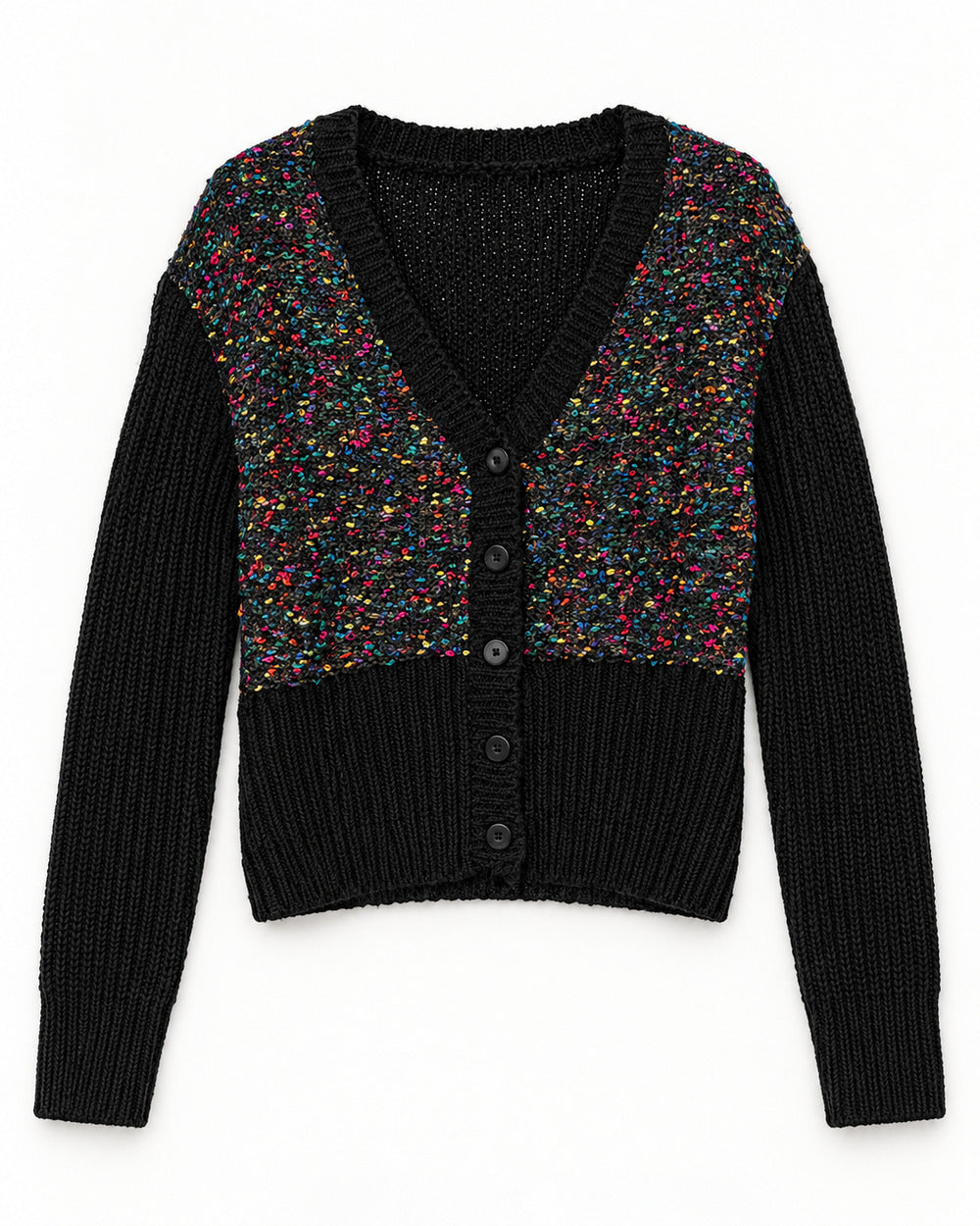 Olive & Black women's preloved heavy button cardigan, VW-HBC268
