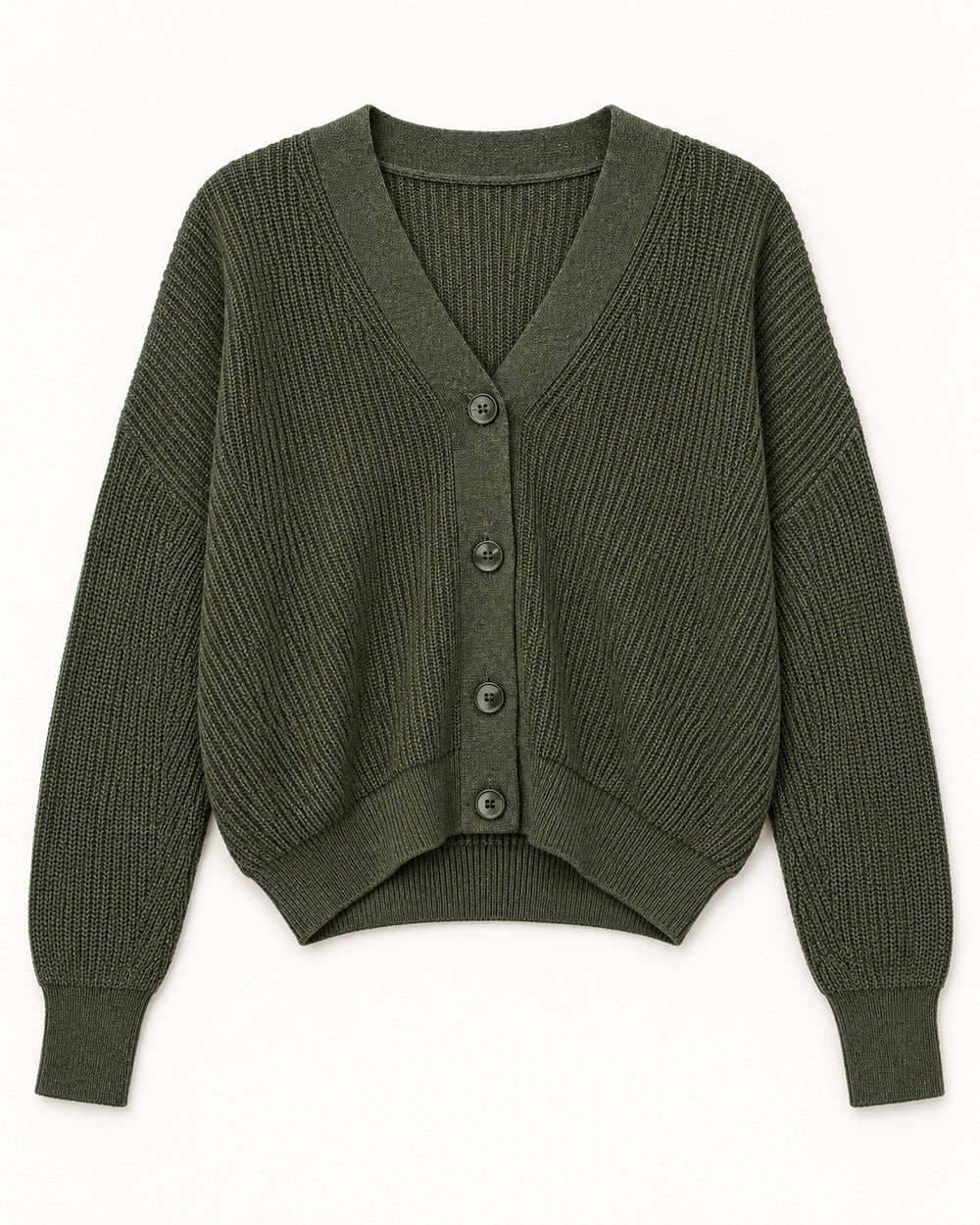 Olive women's preloved heavy button cardigan, VW-HBC27