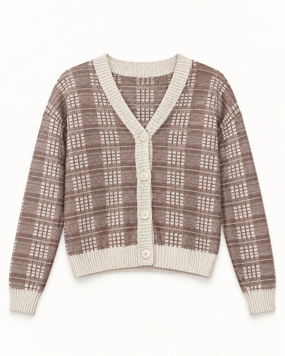 Taupe women's preloved heavy button cardigan, VW-HBC271
