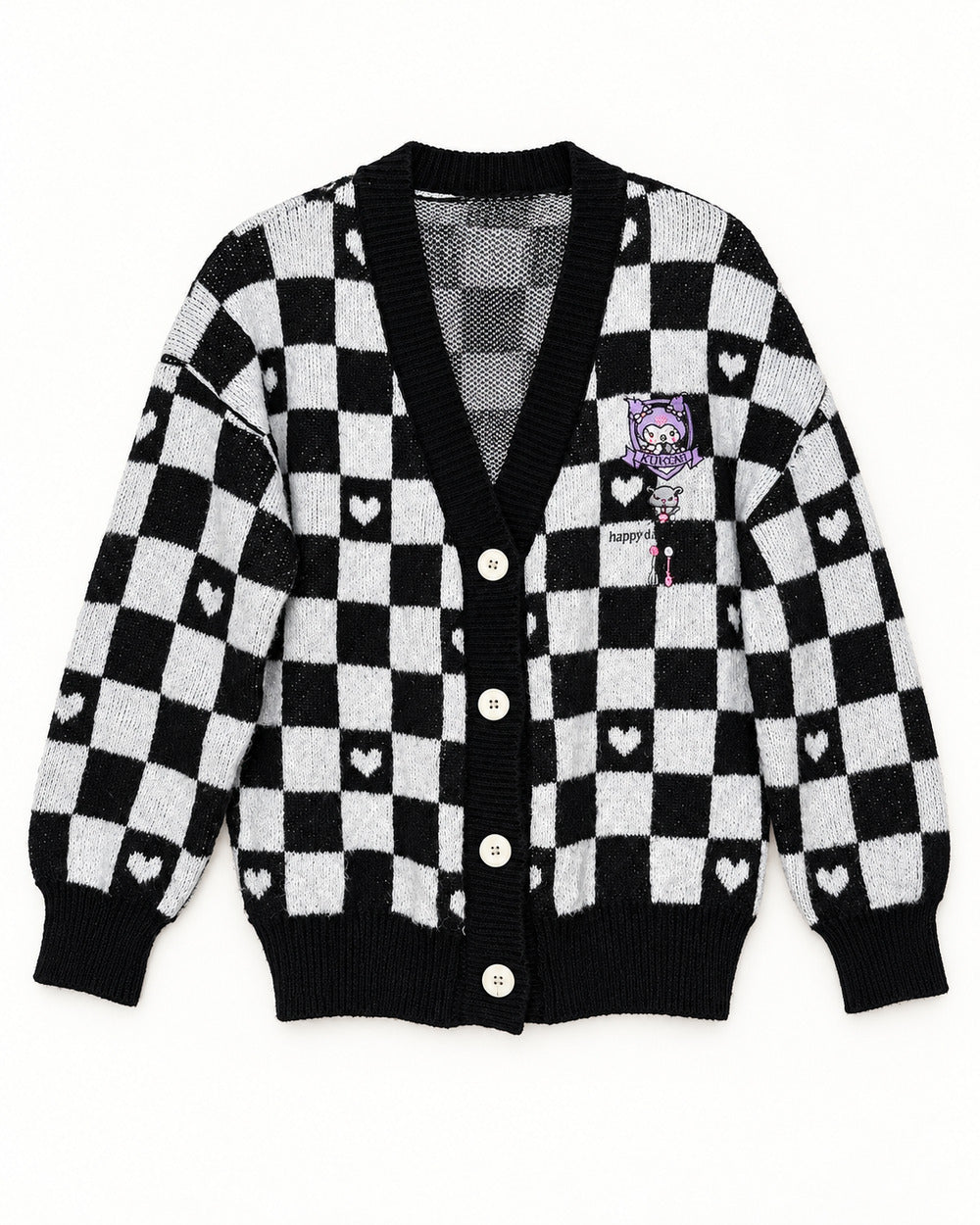 Charcoal Grey & Grey women's preloved heavy button cardigan, VW-HBC272