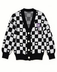 Charcoal Grey & Grey women's preloved heavy button cardigan, VW-HBC272