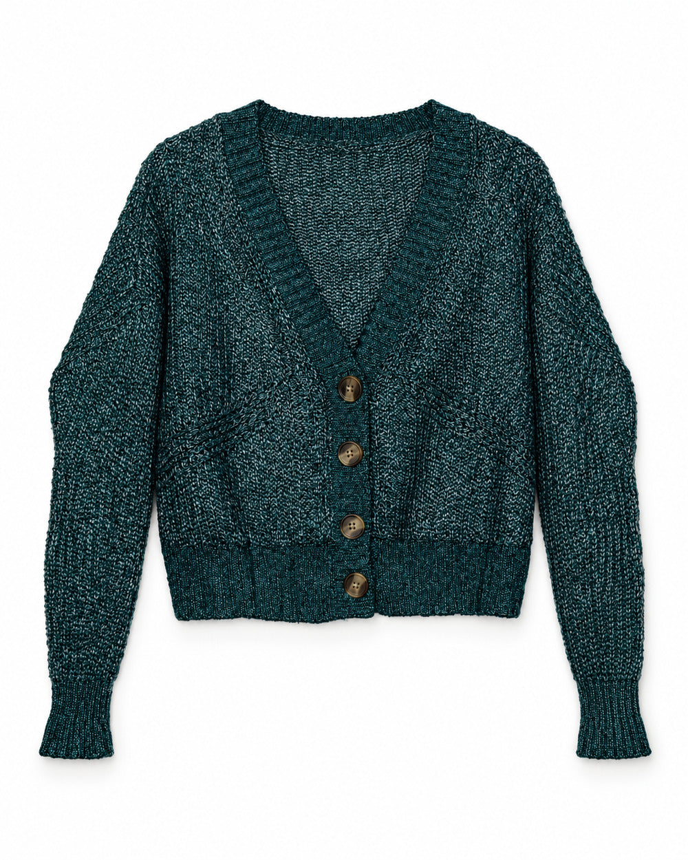 Navy & Teal women's preloved heavy button cardigan, VW-HBC275