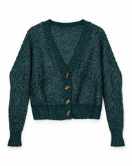 Navy & Teal women's preloved heavy button cardigan, VW-HBC275