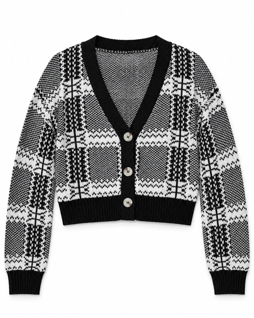 Black & Charcoal Grey women's preloved heavy button cardigan, VW-HBC277