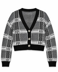 Black & Charcoal Grey women's preloved heavy button cardigan, VW-HBC277