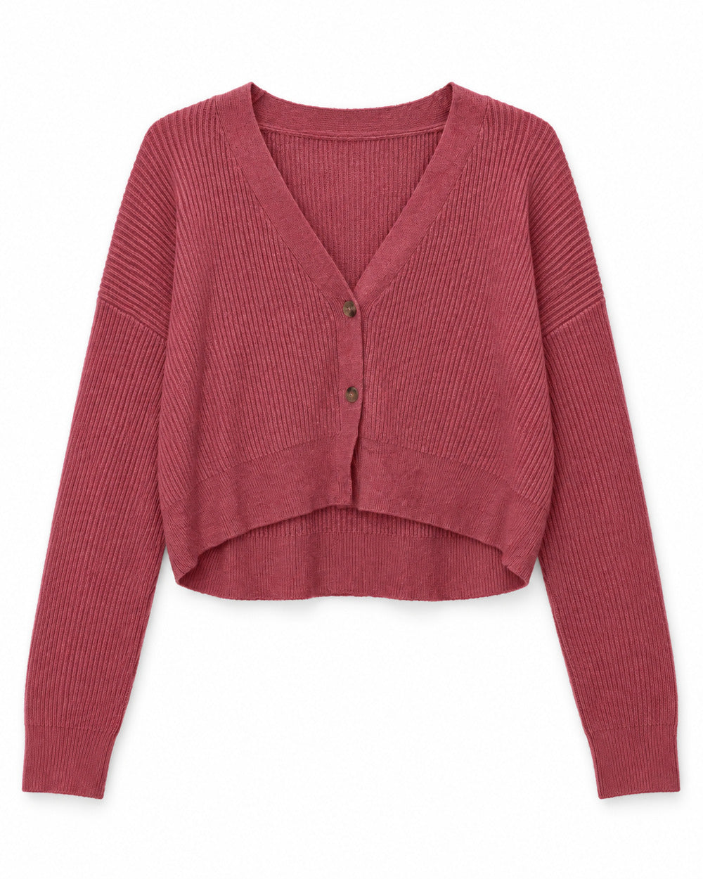 Coral & Burgundy women's preloved heavy button cardigan, VW-HBC278