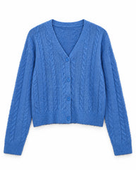 Blue women's preloved heavy button cardigan, VW-HBC285